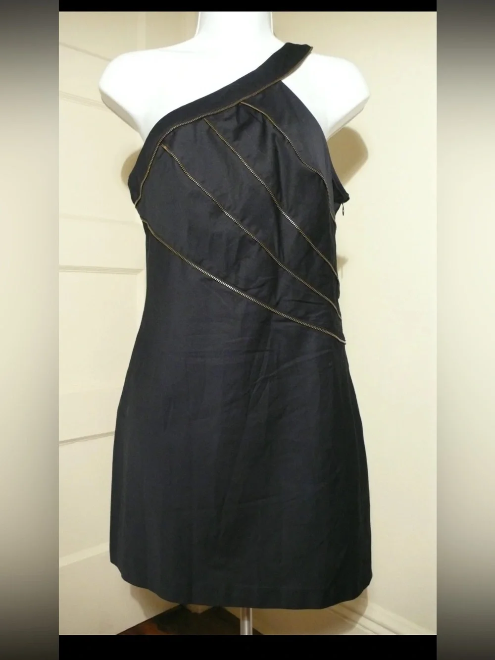 Free People Black One-Shoulder Dress Zip Trim zipper 8